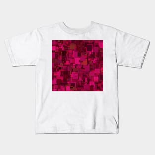 Random Shapes Abstract Pattern - Red/Fuchsia Kids T-Shirt